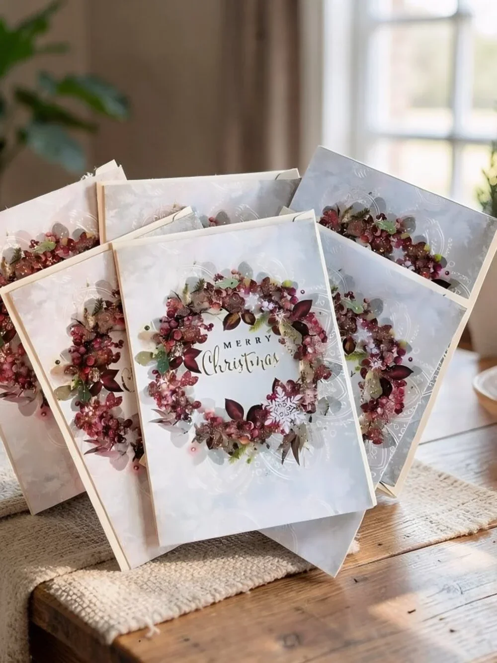 Leanin' Tree Christmas Cards Floral Wreath Merry Christmas Greeting Cards